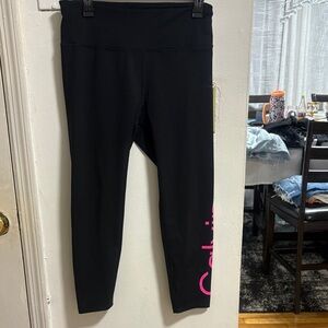 Calvin Klein Black Leggings with Pink Side Logo